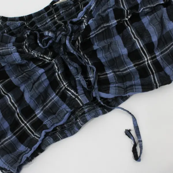 Aeropostale Women's XL Blue Black Plaid Button Front Crop Top