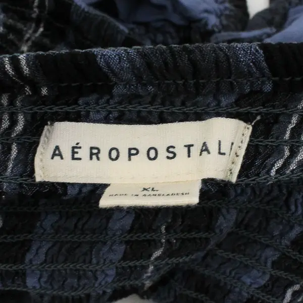 Aeropostale Women's XL Blue Black Plaid Button Front Crop Top