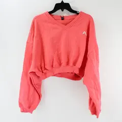 Oner Active Women's Amplify Pink V-Neck Cropped Sweatshirt Large