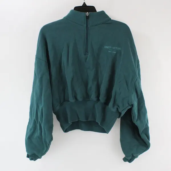 Oner Active Women's Large Teal Green Cropped Sweatshirt Pullover