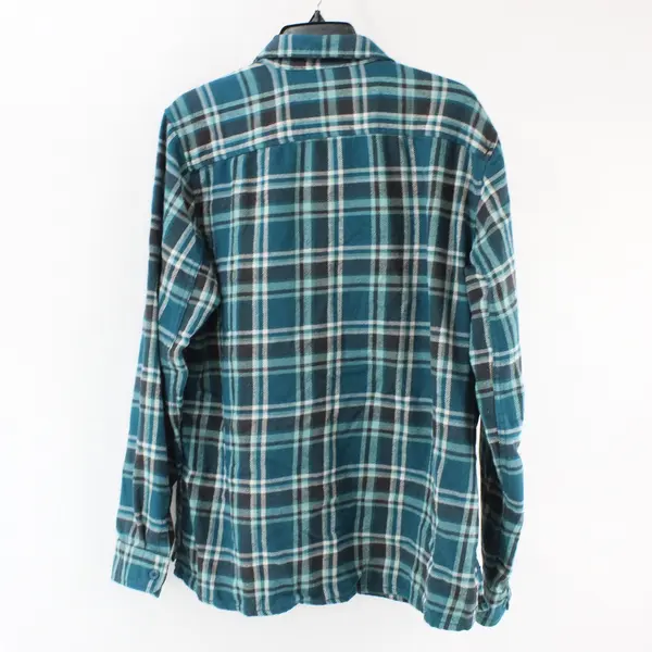 Mountain Hardwear Men's Large Teal Green Plaid Flannel Button Down Shirt