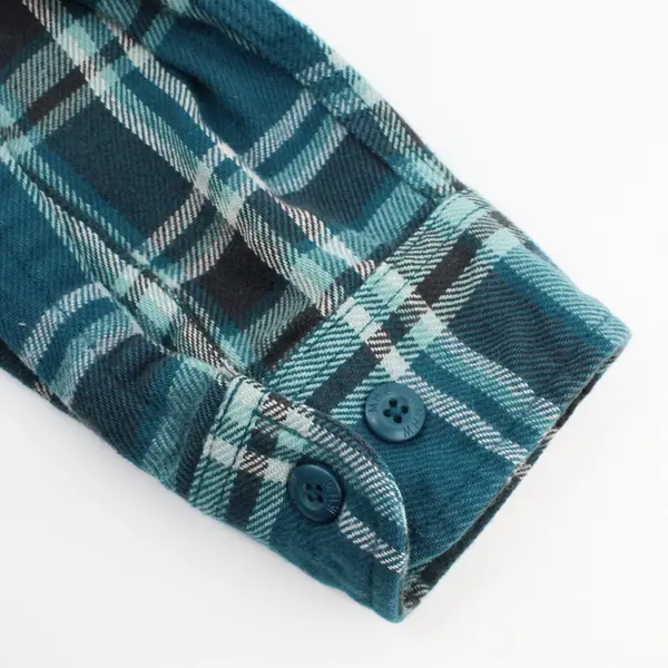 Mountain Hardwear Men's Large Teal Green Plaid Flannel Button Down Shirt