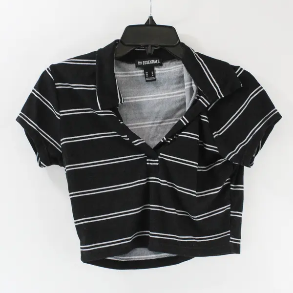 SWS Essentials Women's Black White Striped Crop Top Size Medium
