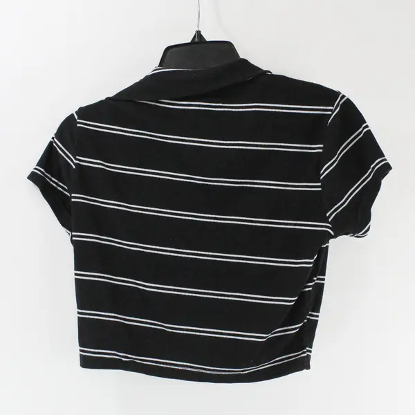 SWS Essentials Women's Black White Striped Crop Top Size Medium