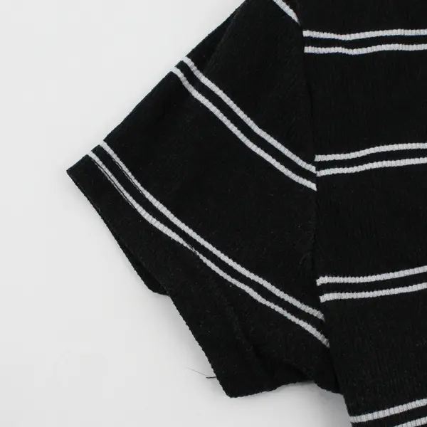 SWS Essentials Women's Black White Striped Crop Top Size Medium