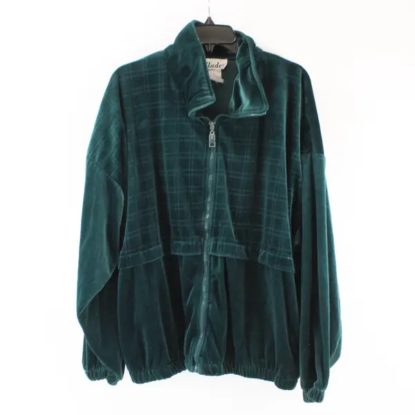 Vintage Slade Women's Forest Green Velour Track Jacket XL