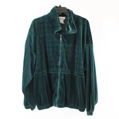 Vintage Slade Women's Forest Green Velour Track Jacket XL