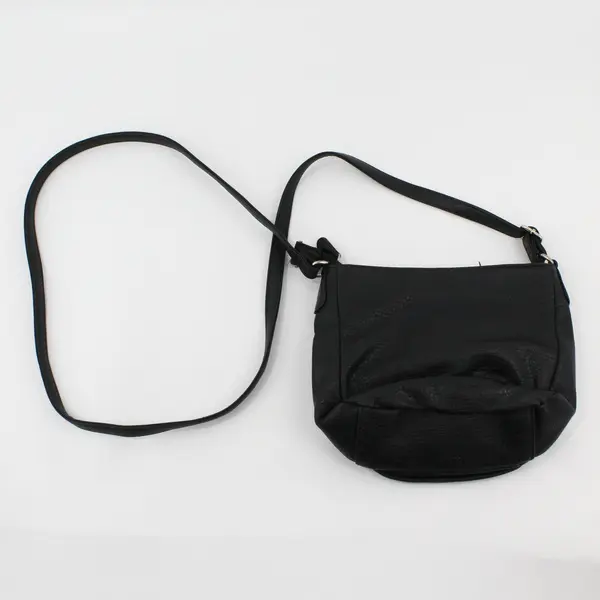 Multi Sac Black Faux Leather Vinyl Crossbody Purse 