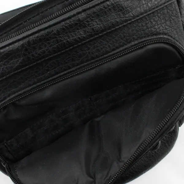 Multi Sac Black Faux Leather Vinyl Crossbody Purse 