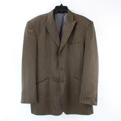 Midtown Man Men's 42R Brown White Pinstripe Suit Jacket FLAWED