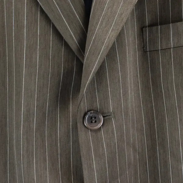 Midtown Man Men's 42R Brown White Pinstripe Suit Jacket FLAWED