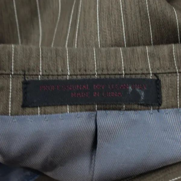 Midtown Man Men's 42R Brown White Pinstripe Suit Jacket FLAWED