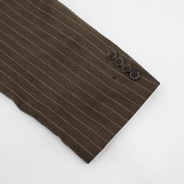 Midtown Man Men's 42R Brown White Pinstripe Suit Jacket FLAWED