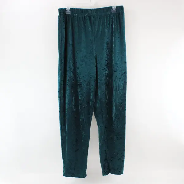 Vintage Componix Shiny Teal Velour Pants Women's 1X Tapered Leg 80s 90s