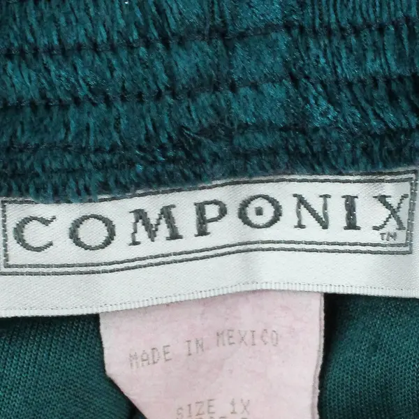 Vintage Componix Shiny Teal Velour Pants Women's 1X Tapered Leg 80s 90s