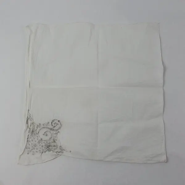 Vintage White Handkerchief Embroidered S Monogram