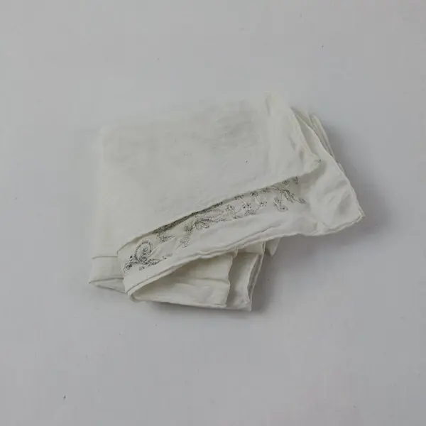Vintage White Handkerchief Embroidered S Monogram