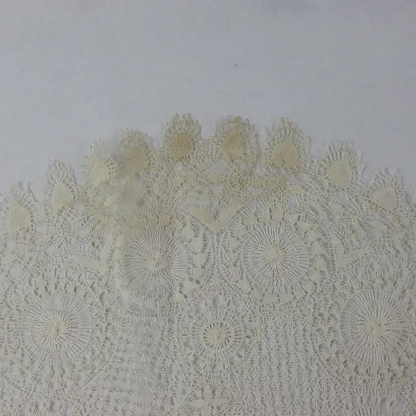Ecru Lace Oval Doily 20 Inch Holes Tears Fraying Discoloration