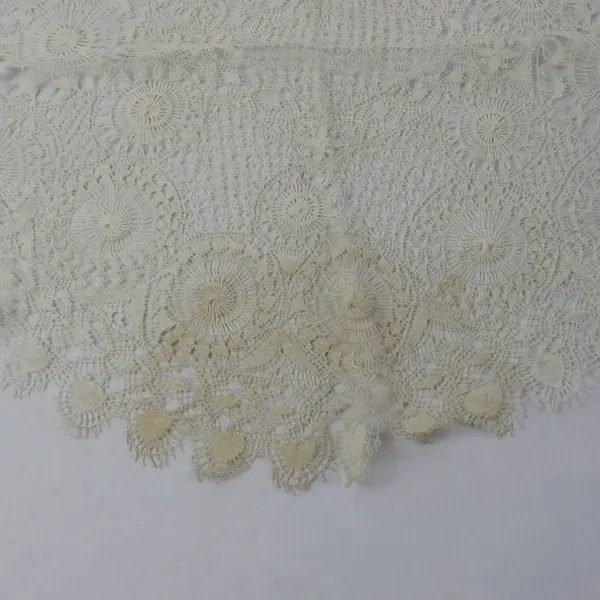 Ecru Lace Oval Doily 20 Inch Holes Tears Fraying Discoloration