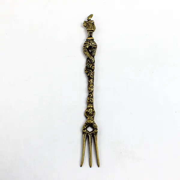 Italian-Style Baroque Figural Handle Cocktail Olive Fork 5.5"
