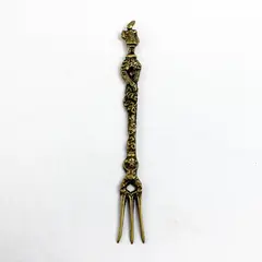 Italian-Style Baroque Figural Handle Cocktail Olive Fork 5.5"