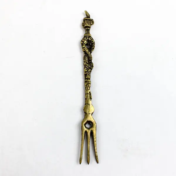 Italian-Style Baroque Figural Handle Cocktail Olive Fork 5.5"