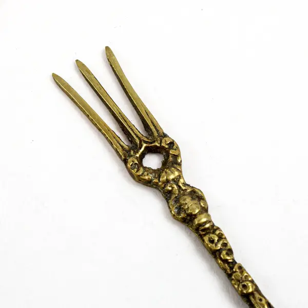 Italian-Style Baroque Figural Handle Cocktail Olive Fork 5.5"