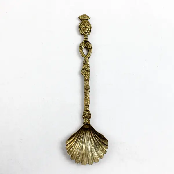 Vintage Italian Silver-Plated Sugar Shell Spoon Scalloped Ornate