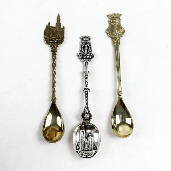 Lot of 3 Silver-Plated Souvenir Spoons Collectible Display