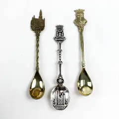 Lot of 3 Silver-Plated Souvenir Spoons Collectible Display