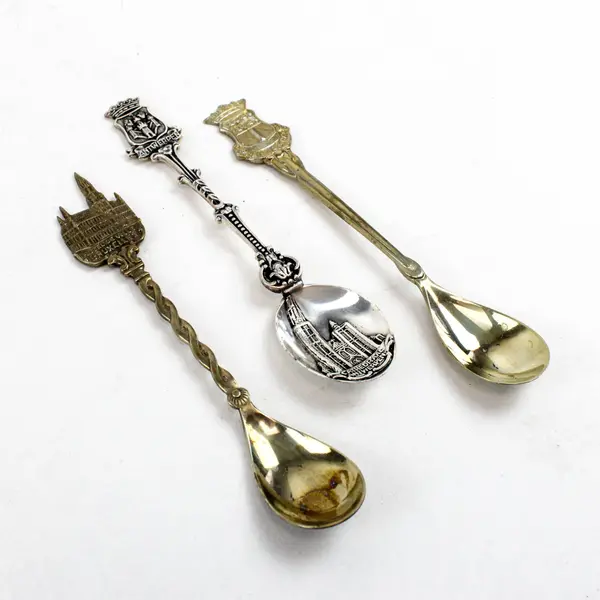 Lot of 3 Silver-Plated Souvenir Spoons Collectible Display