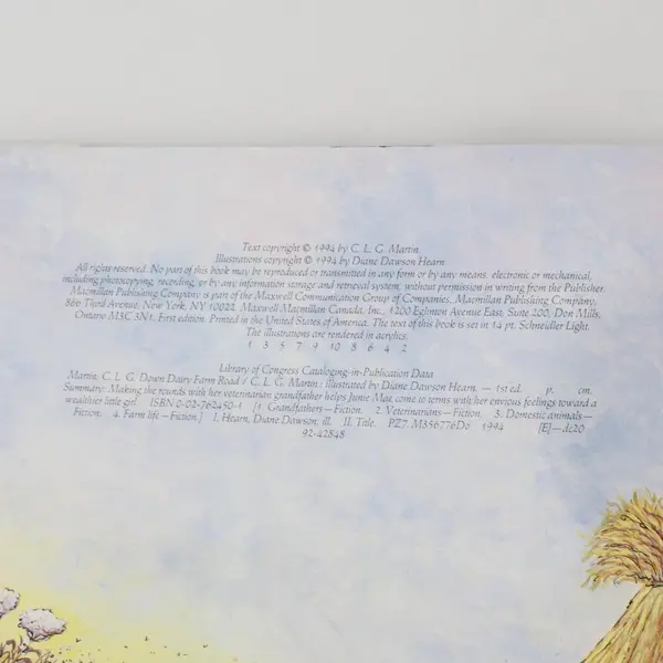 Vintage Down Dairy Farm Road by CLG Martin 1994 Hardcover w/ Dust Jacket