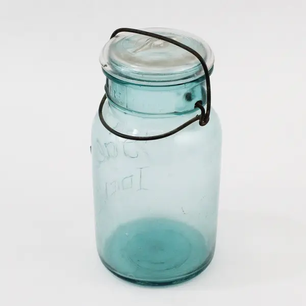 Ball IDEAL Mason Aqua Blue Pint Jar Glass Lid Wire Bail