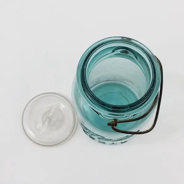 Ball IDEAL Mason Aqua Blue Pint Jar Glass Lid Wire Bail
