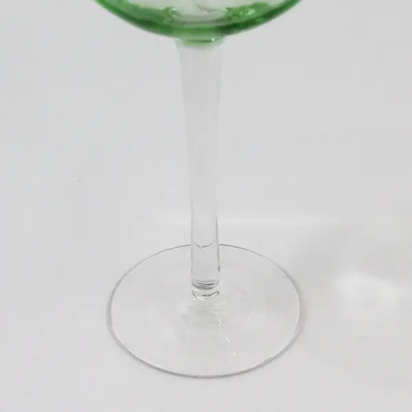 Pair Green Bottom Bowl Stemmed Balloon Wine Glasses Large Rounded Bowl 9.5"