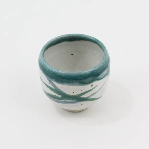 Whitefish Pottery Montana Blue Green Glazed Bowl & Cup Pair