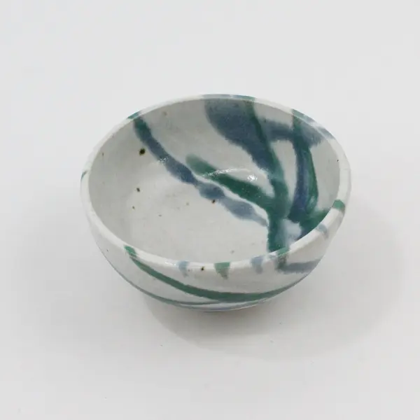Whitefish Pottery Montana Blue Green Glazed Bowl & Cup Pair