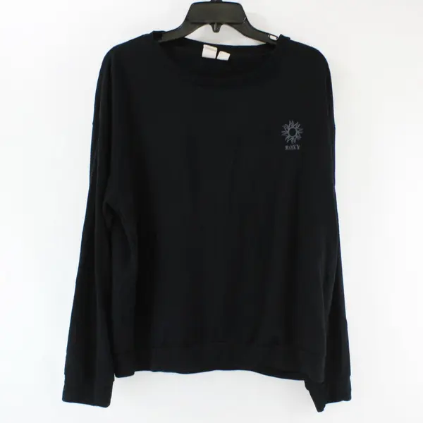 Roxy Women's Large Black Long Sleeve Shirt with Embroidered Logo