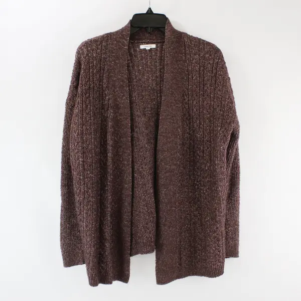 Maurices Women's Medium Mauve White Marled Knit Open Front Cardigan