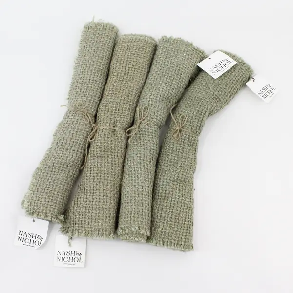 Nash & Nichol Set of 4 Sage Green Gold Metallic Knit Placemats 19x13