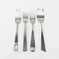 Lot of 4 Mixed Brand Stainless Forks 3 Table/1 Serving 8/7.5in Cambridge Used