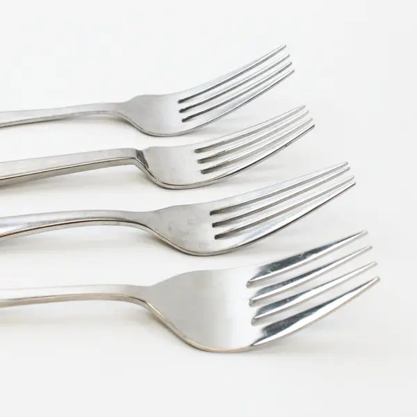 Lot of 4 Mixed Brand Stainless Forks 3 Table/1 Serving 8/7.5in Cambridge Used