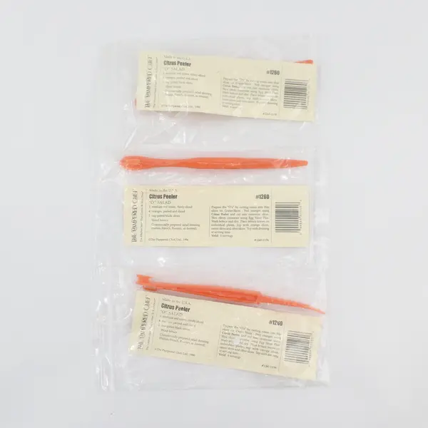 Lot of 3 1996 The Pampered Chef Citrus Peeler New Unused Stored in Plastic 6" 