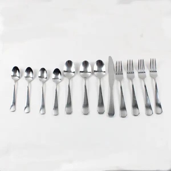 Amazon Basics 12pc Stainless Flatware Lot: 3 Spoons/4 Teaspoons/4 Forks/1 Knife