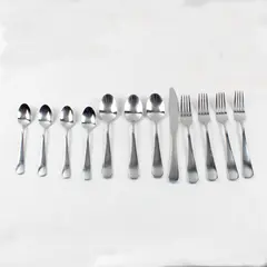 Amazon Basics 12pc Stainless Flatware Lot: 3 Spoons/4 Teaspoons/4 Forks/1 Knife