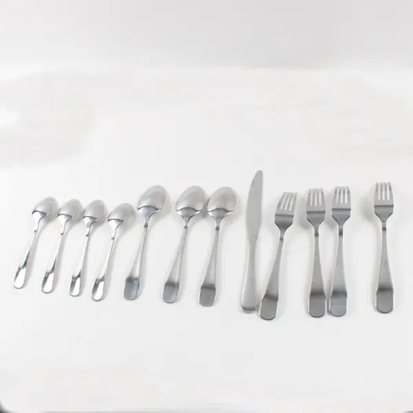 Amazon Basics 12pc Stainless Flatware Lot: 3 Spoons/4 Teaspoons/4 Forks/1 Knife