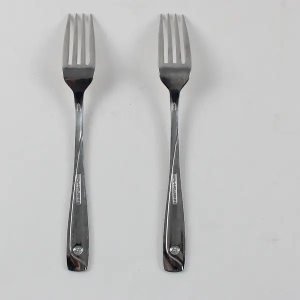 Lot of 2 Pfaltzgraff Satin Echo Stainless Steel Dinner Forks 8"