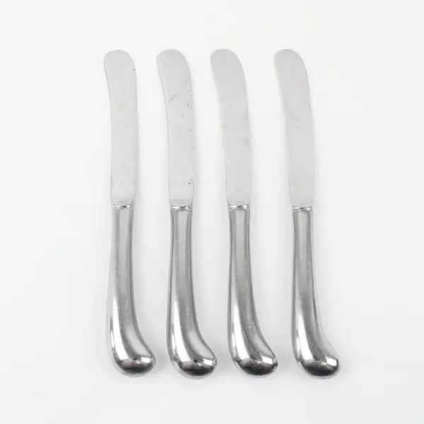 Lot Of 4 Unbranded Unknown Pattern Stainless Pistol Handle Dinner Knives 9.5"