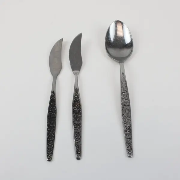Lot of 3 Interpur Jardinera Stainless Steel Soup Spoon Butter Knives