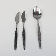 Lot of 3 Interpur Jardinera Stainless Steel Soup Spoon Butter Knives